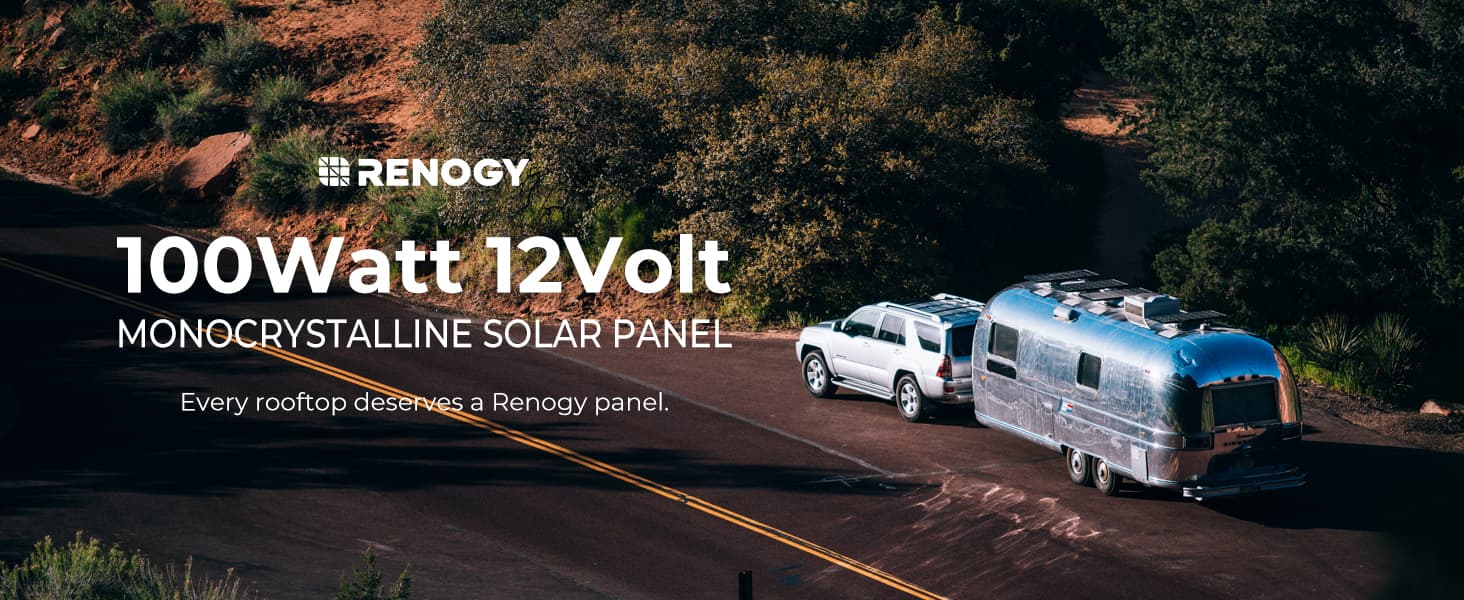 Renogy 100 Watt 12 Volt Rigid Monocrystalline Solar Panel (Compact Design)