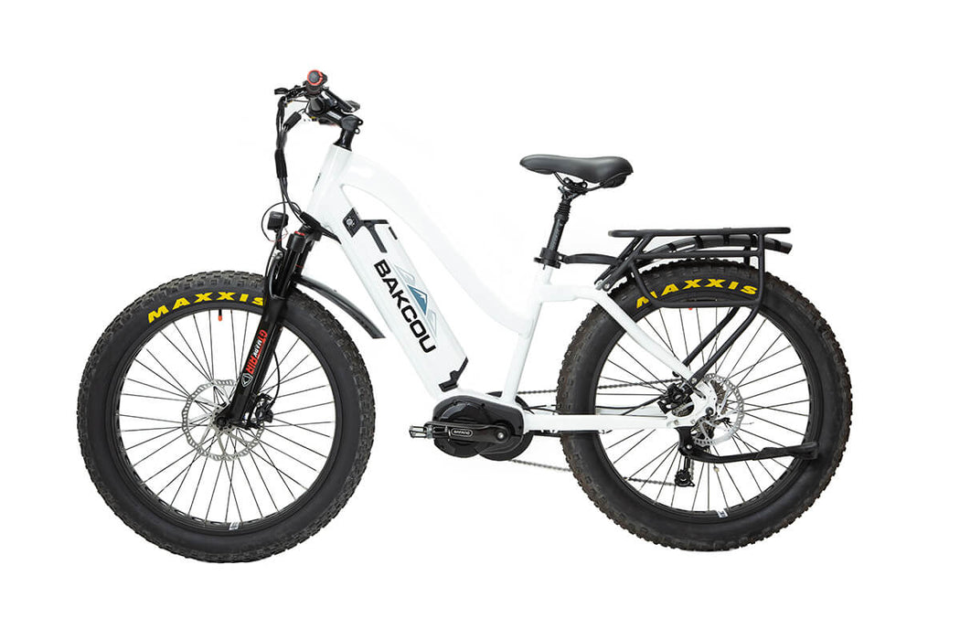 Bakcou Mule Step-Through 26" 1500W Fat Tire Electric Mountain Hunting Bike Bafang Ultra Mid Drive Motor