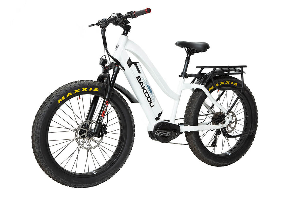 Bakcou Mule Step-Through 26" 1500W Fat Tire Electric Mountain Hunting Bike Bafang Ultra Mid Drive Motor