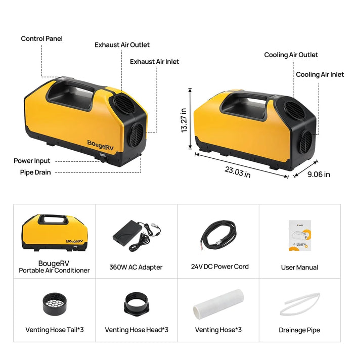 BougeRV 1456Wh LiFePO4 Portable Power Station &Portable Air Conditioner ISE164-E0501