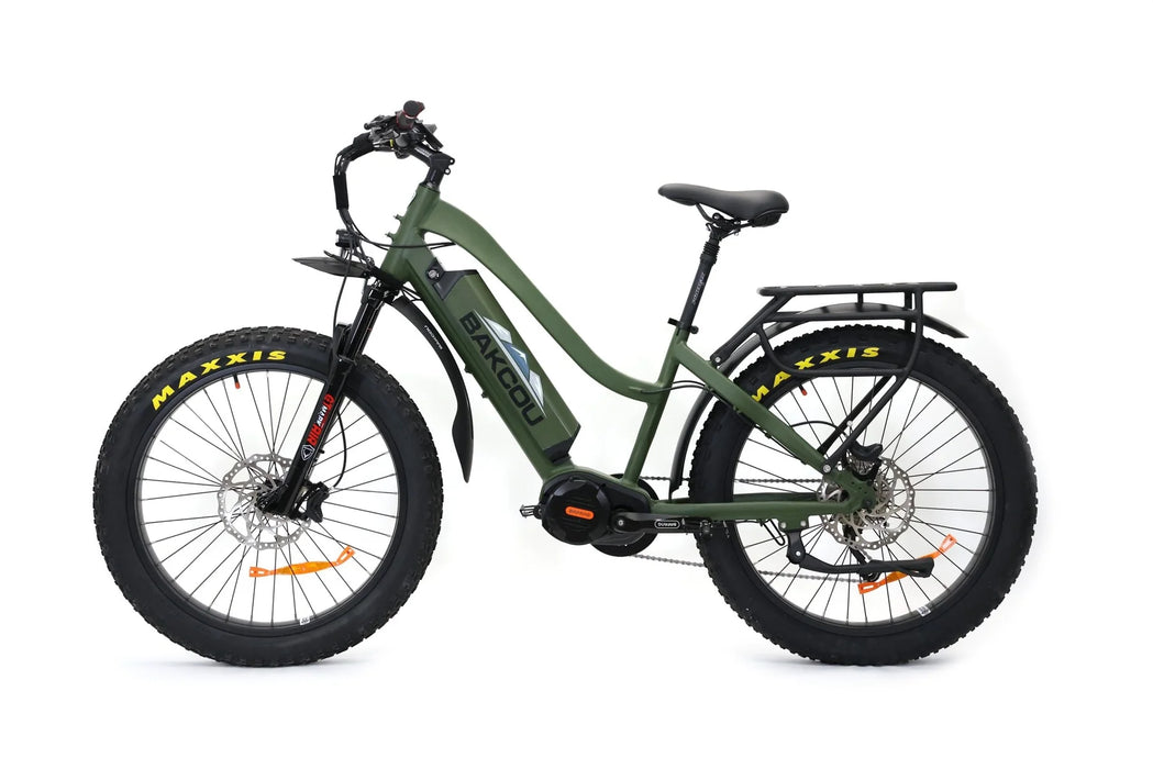 Bakcou Mule Step-Through 26" 1500W Fat Tire Electric Mountain Hunting Bike Bafang Ultra Mid Drive Motor