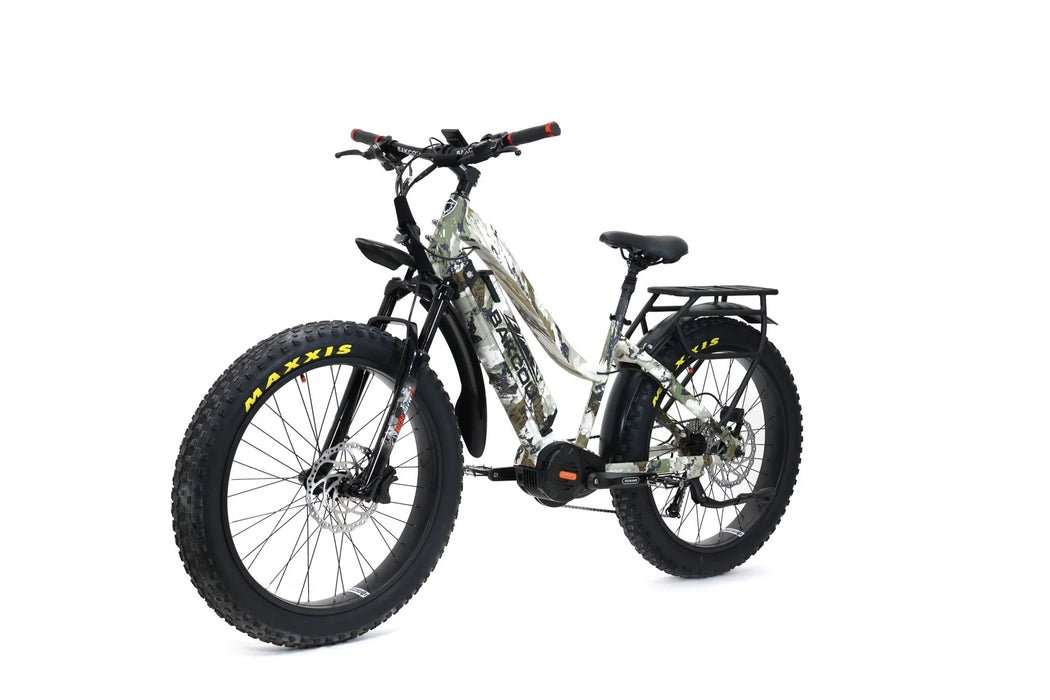 Bakcou Mule Step-Through 26" 1500W Fat Tire Electric Mountain Hunting Bike Bafang Ultra Mid Drive Motor