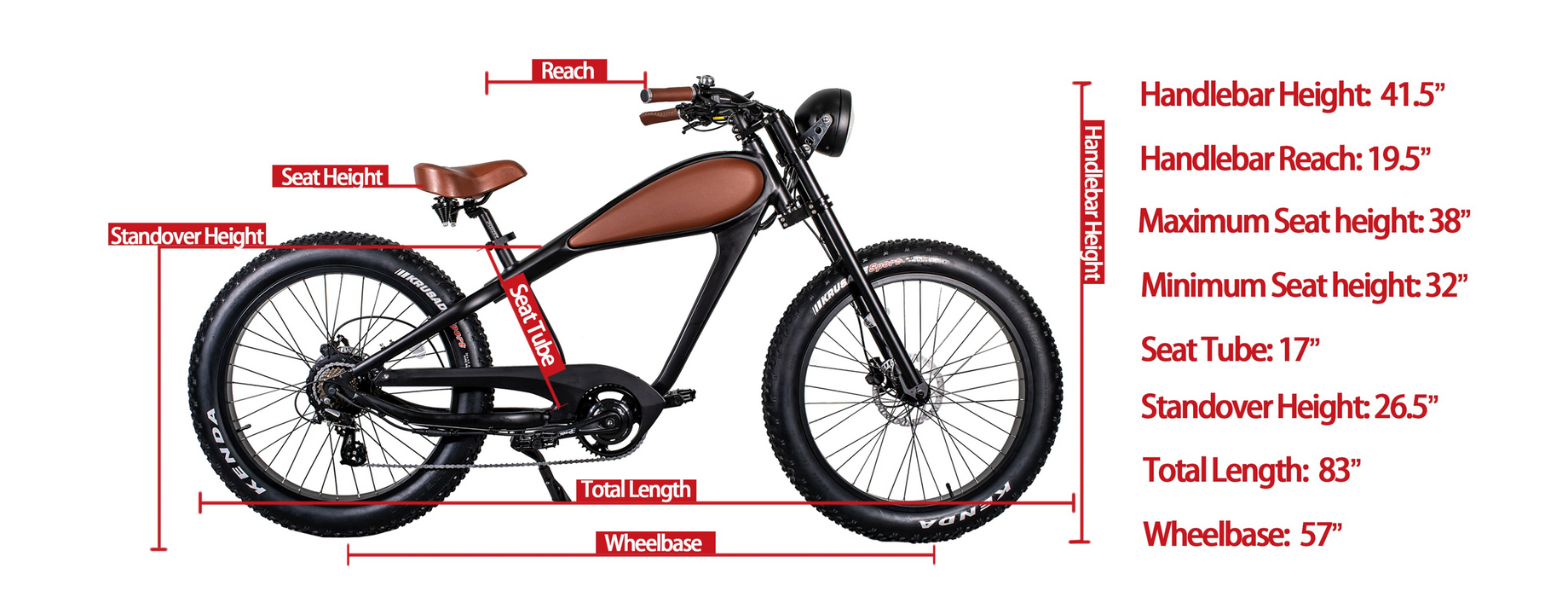 GlareWheel Electric Bike Fat Tire 750W Cruiser EB-CH