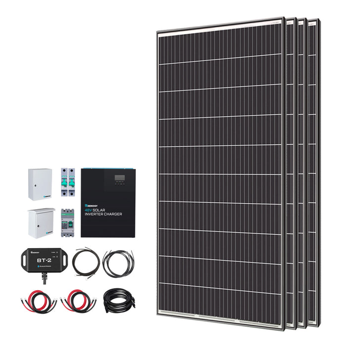 Renogy 1200W/2500W/4800W Tiny House Home Cabin Kit With All In One 48V 3500W Solar Inverter Charger