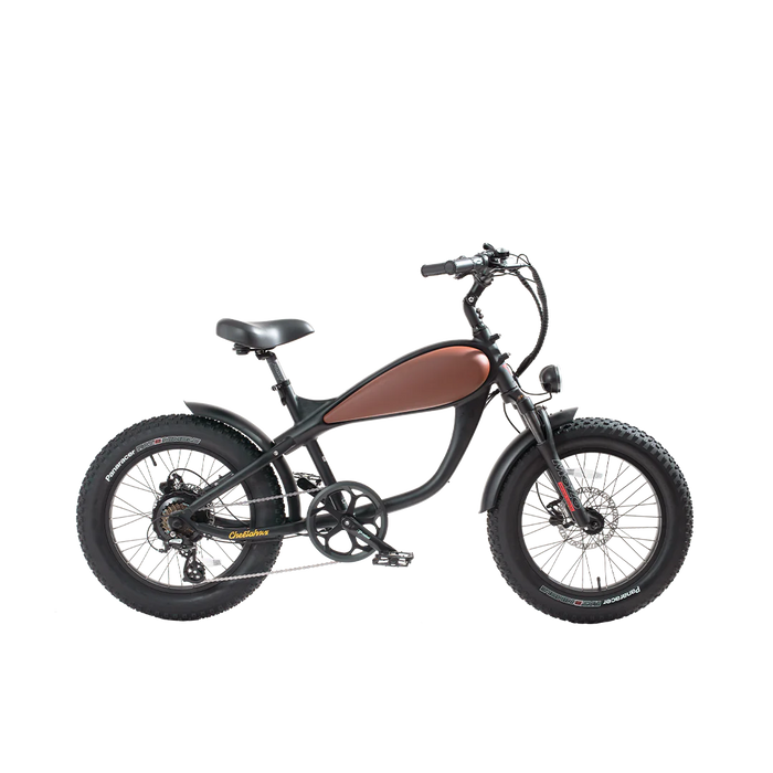 Revi Bikes 48V Cheetah Mini 20 Inch Retro Fat Tire Electric Bike