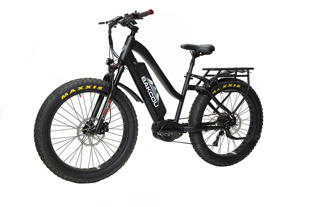 Bakcou Mule Step-Through 26" 1500W Fat Tire Electric Mountain Hunting Bike Bafang Ultra Mid Drive Motor