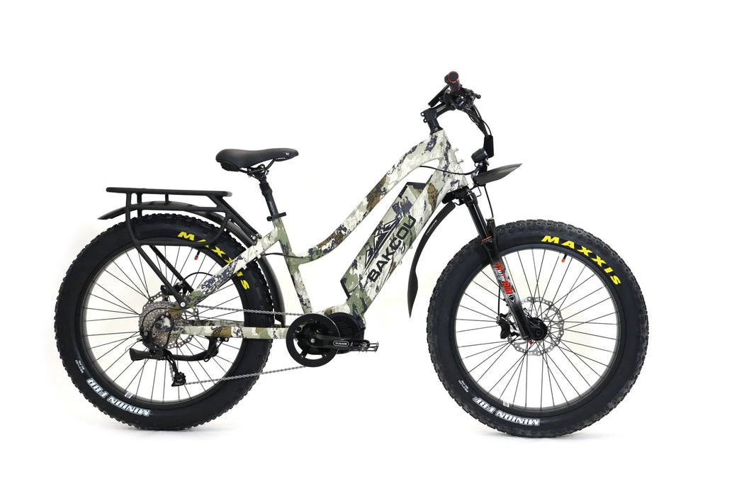 Bakcou Mule Step-Through 26" 1500W Fat Tire Electric Mountain Hunting Bike Bafang Ultra Mid Drive Motor