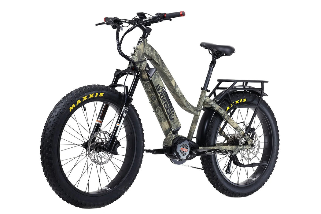 Bakcou Mule Step-Through 26" 1500W Fat Tire Electric Mountain Hunting Bike Bafang Ultra Mid Drive Motor