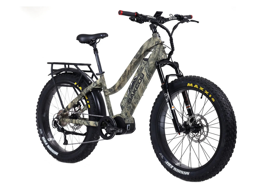 Bakcou Mule Step-Through 26" 1500W Fat Tire Electric Mountain Hunting Bike Bafang Ultra Mid Drive Motor