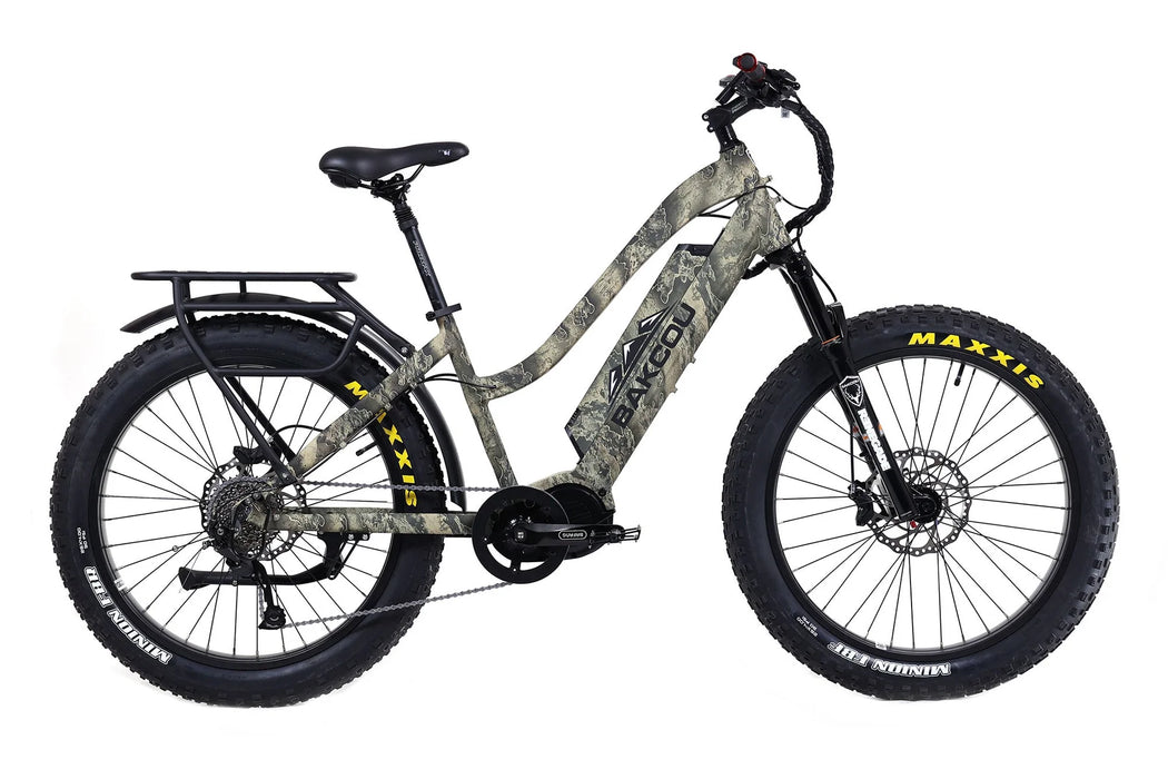 Bakcou Mule Step-Through 26" 1500W Fat Tire Electric Mountain Hunting Bike Bafang Ultra Mid Drive Motor