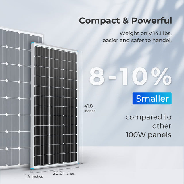 Renogy 100 Watt 12 Volt Rigid Monocrystalline Solar Panel (Compact Design)