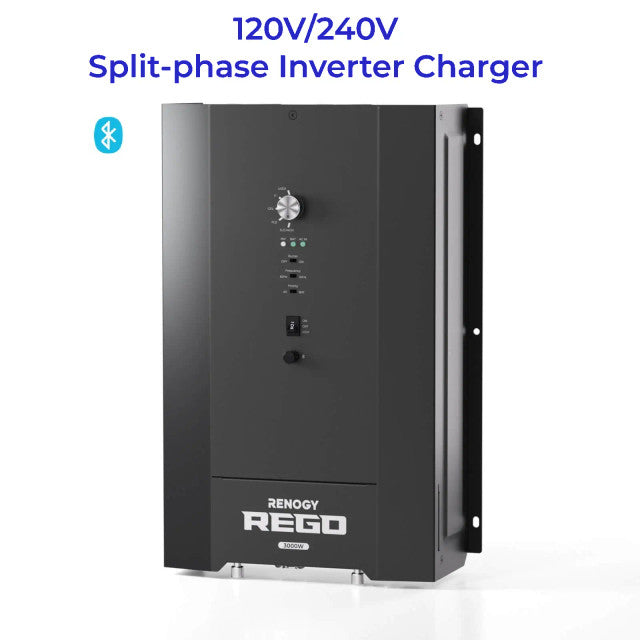 Renogy REGO 3000W 12V Pure Sine Wave HF Inverter Charger Split-Phase Design