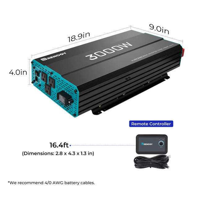 Renogy 3000W 12V Pure Sine Wave Inverter