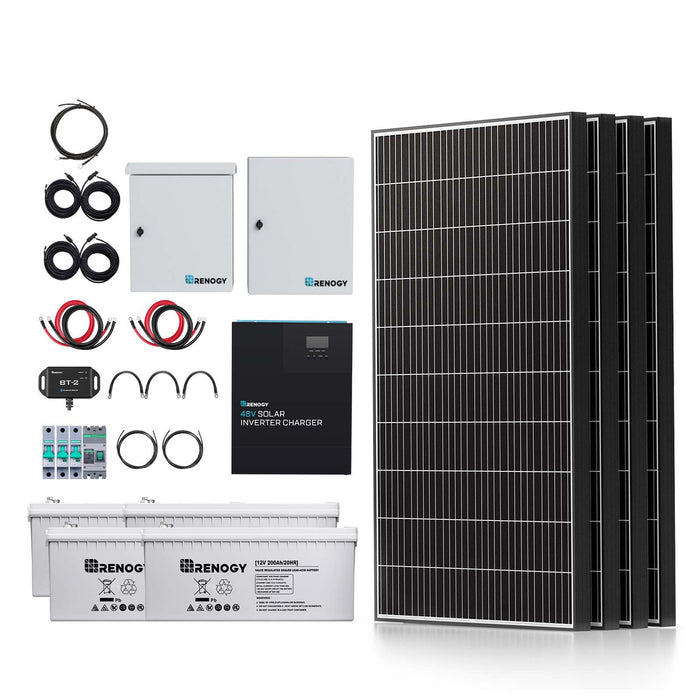 Renogy 1200W/2500W/4800W Tiny House Home Cabin Kit With All In One 48V 3500W Solar Inverter Charger