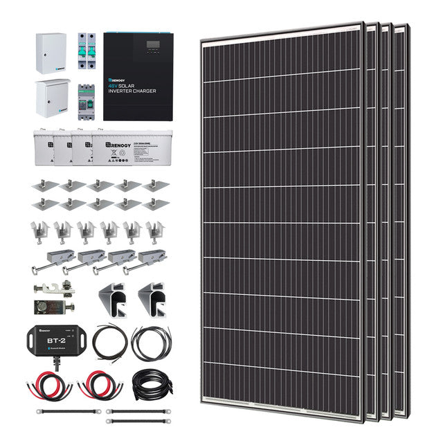 Renogy 1200W/2500W/4800W Tiny House Home Cabin Kit With All In One 48V 3500W Solar Inverter Charger