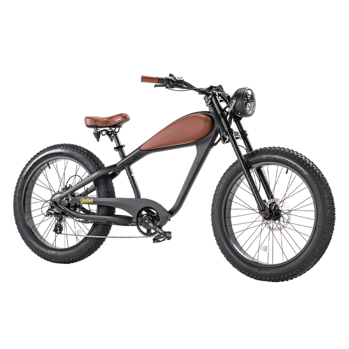 Revi Bikes Cheetah Cafe Racer 48V 750W 26 Inch Fat Tire Electric Vintage Bike