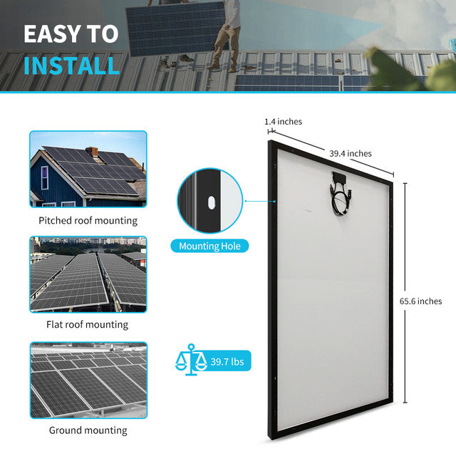 Renogy 4PCS 320 Watt Rigid Monocrystalline Solar Panel