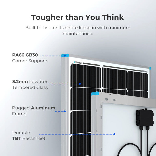 Renogy 100 Watt 12 Volt Rigid Monocrystalline Solar Panel (Compact Design)