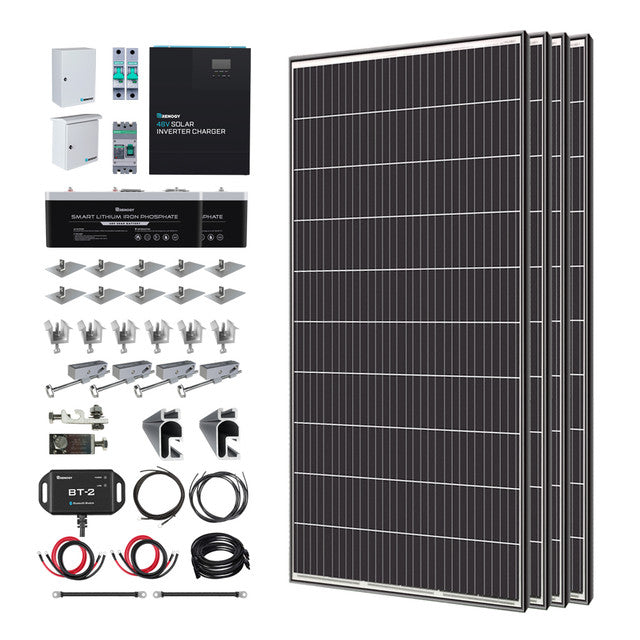 Renogy 1200W/2500W/4800W Tiny House Home Cabin Kit With All In One 48V 3500W Solar Inverter Charger