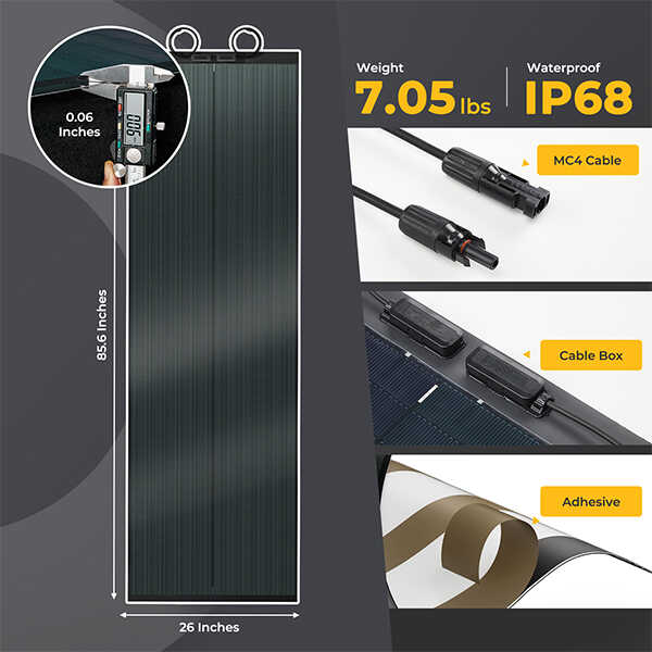 BougeRV Yuma 200W CIGS Flexible Solar Panel& Flash300 Fast Charging Power Station ISE138-115