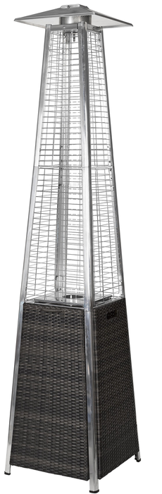 RADtec 89" Tower Flame Propane Patio Heater - Black & Grey Wicker (41,000 BTU)