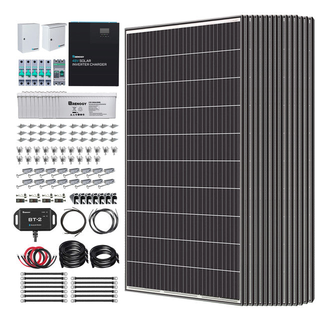 Renogy 1200W/2500W/4800W Tiny House Home Cabin Kit With All In One 48V 3500W Solar Inverter Charger