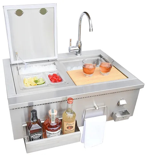 KoKoMo Grills 30" Built-In Cocktail Station With Sink KO-30CKT-SNK