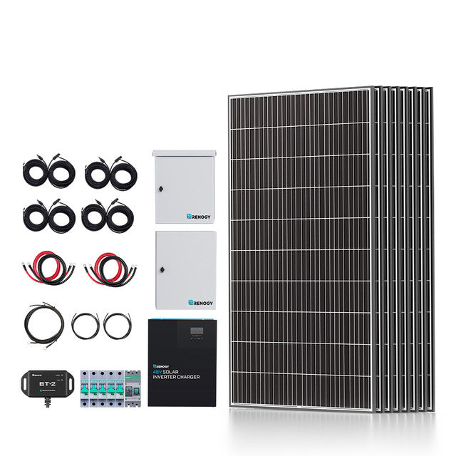 Renogy 1200W/2500W/4800W Tiny House Home Cabin Kit With All In One 48V 3500W Solar Inverter Charger