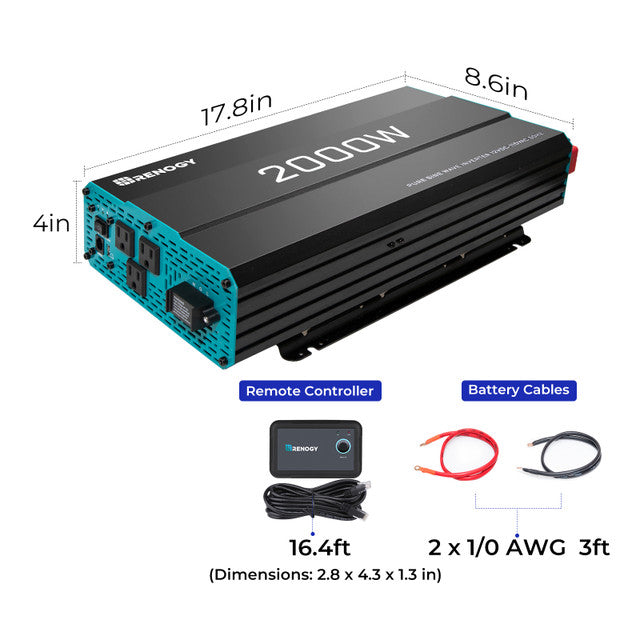 Renogy 2000W 12V Pure Sine Wave Inverter