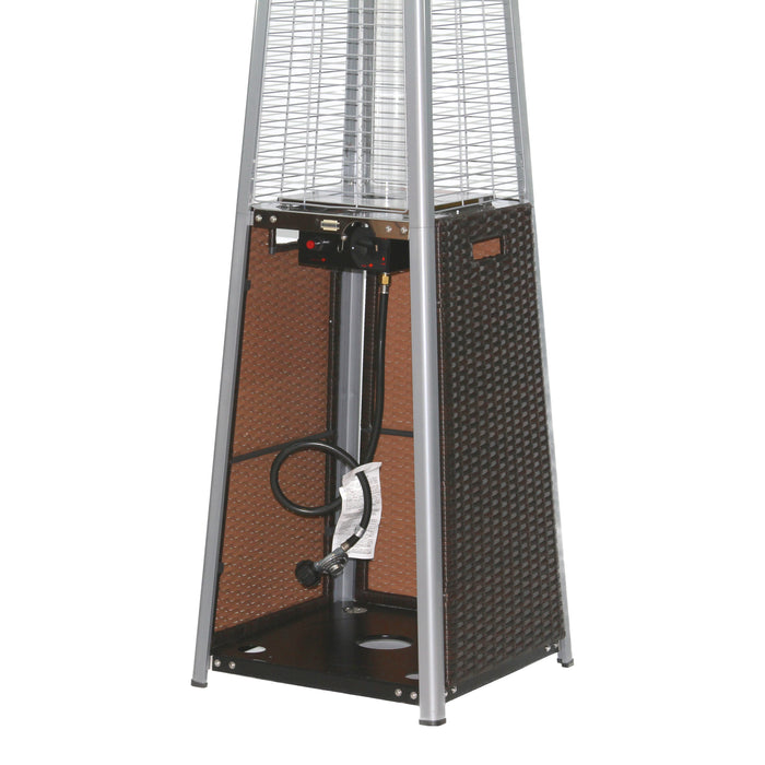 RADtec 89" Tower Flame Propane Patio Heater - Dark Brown Wicker (41,000 BTU)