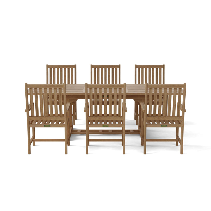 Anderson Teak Bahama Wilshire Armchair 7-Pieces Extension Dining Set SET-112B