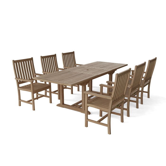 Anderson Teak Bahama Wilshire Armchair 7-Pieces Extension Dining Set SET-112B