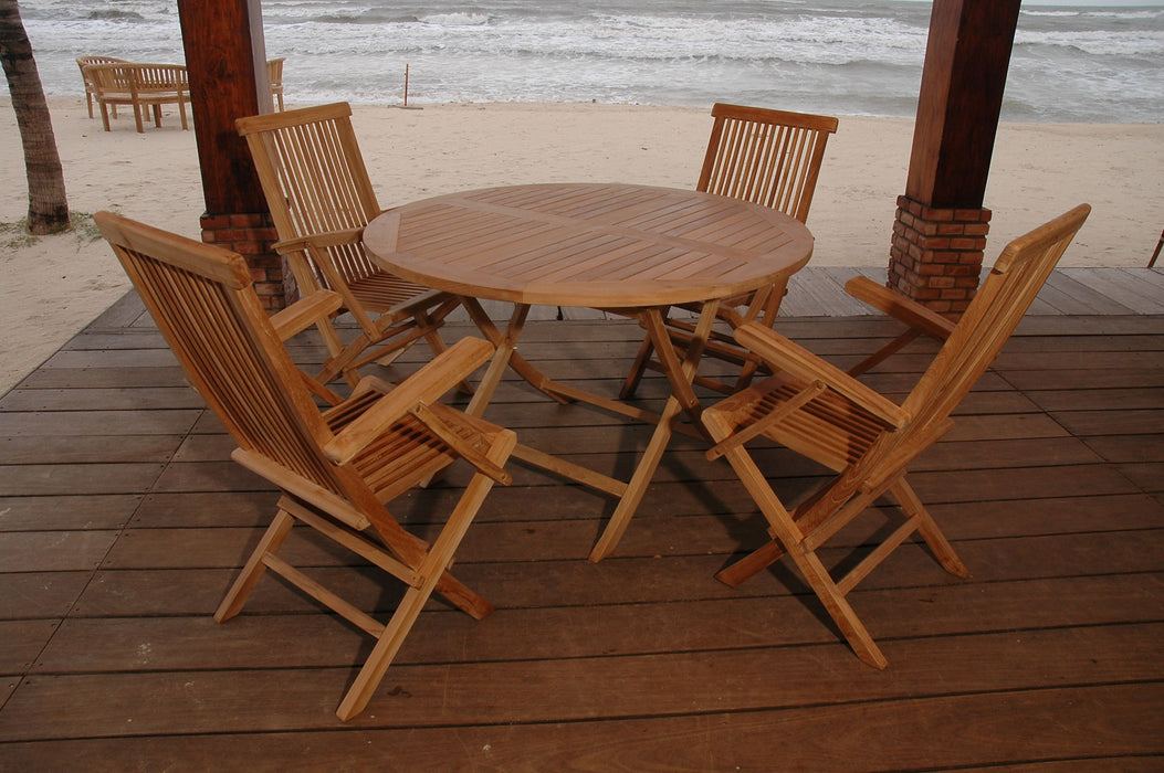 Anderson Teak Bahama Classic Folding Armchair 5-Pieces Dining Set SET-28