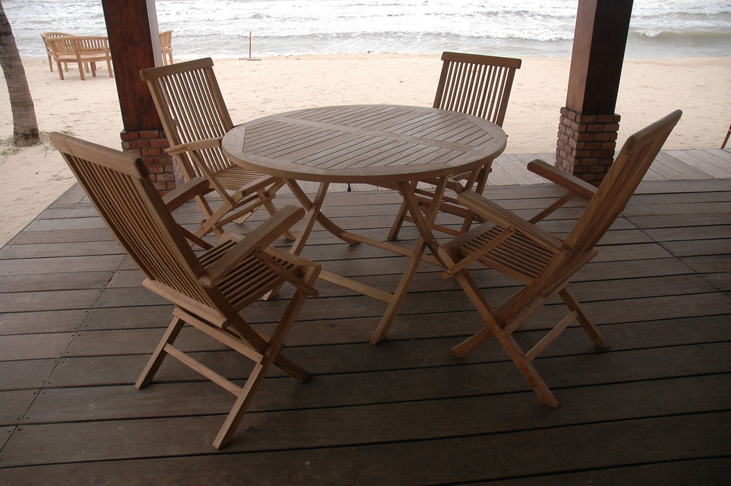 Anderson Teak Bahama Classic Folding Armchair 5-Pieces Dining Set SET-28