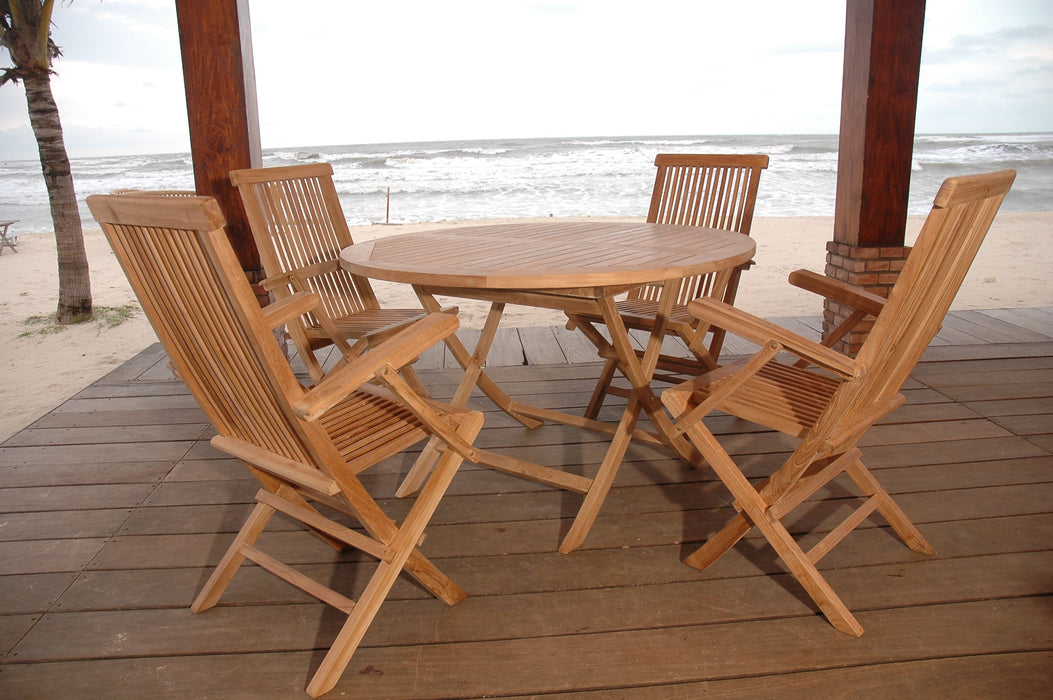 Anderson Teak Bahama Classic Folding Armchair 5-Pieces Dining Set SET-28