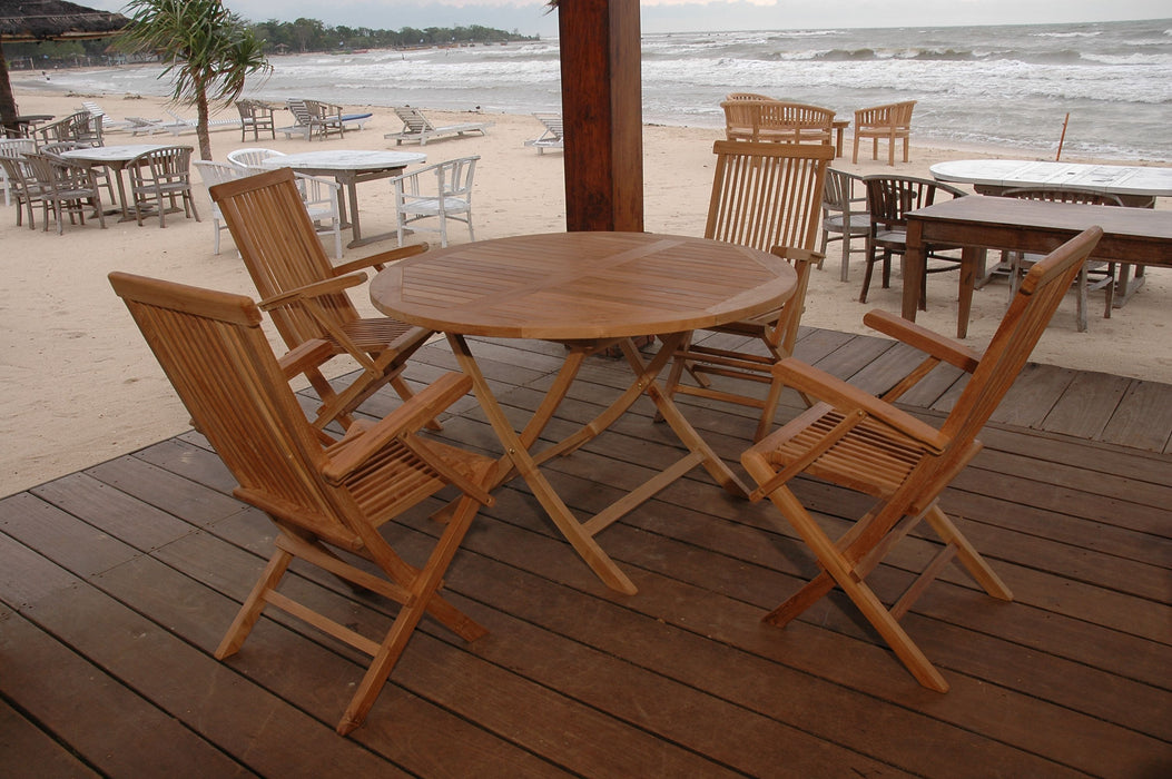 Anderson Teak Bahama Classic Folding Armchair 5-Pieces Dining Set SET-28