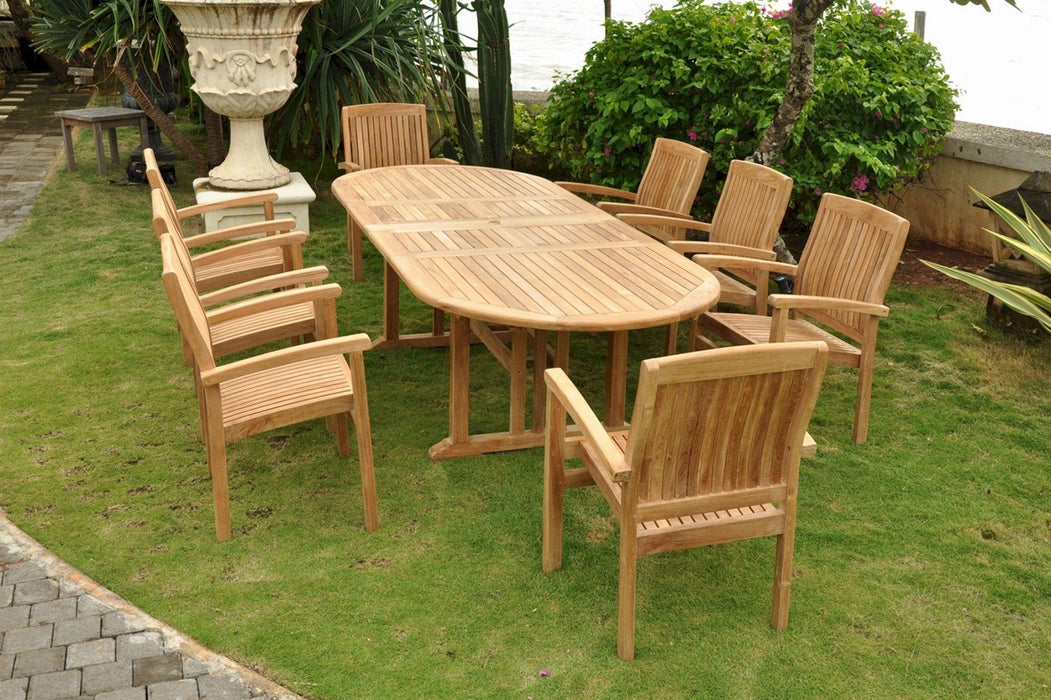 Anderson Teak Sahara Stackable 9-Pieces Oval Dining Set SET-75