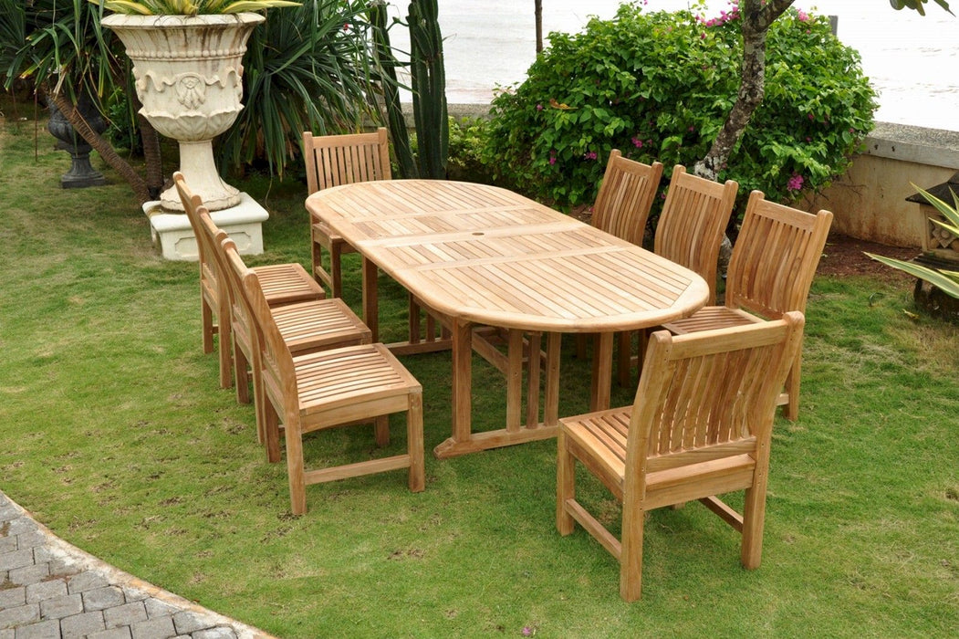 Anderson Teak Sahara Dining Side Chair 9-Pieces Oval Dining Set SET-76