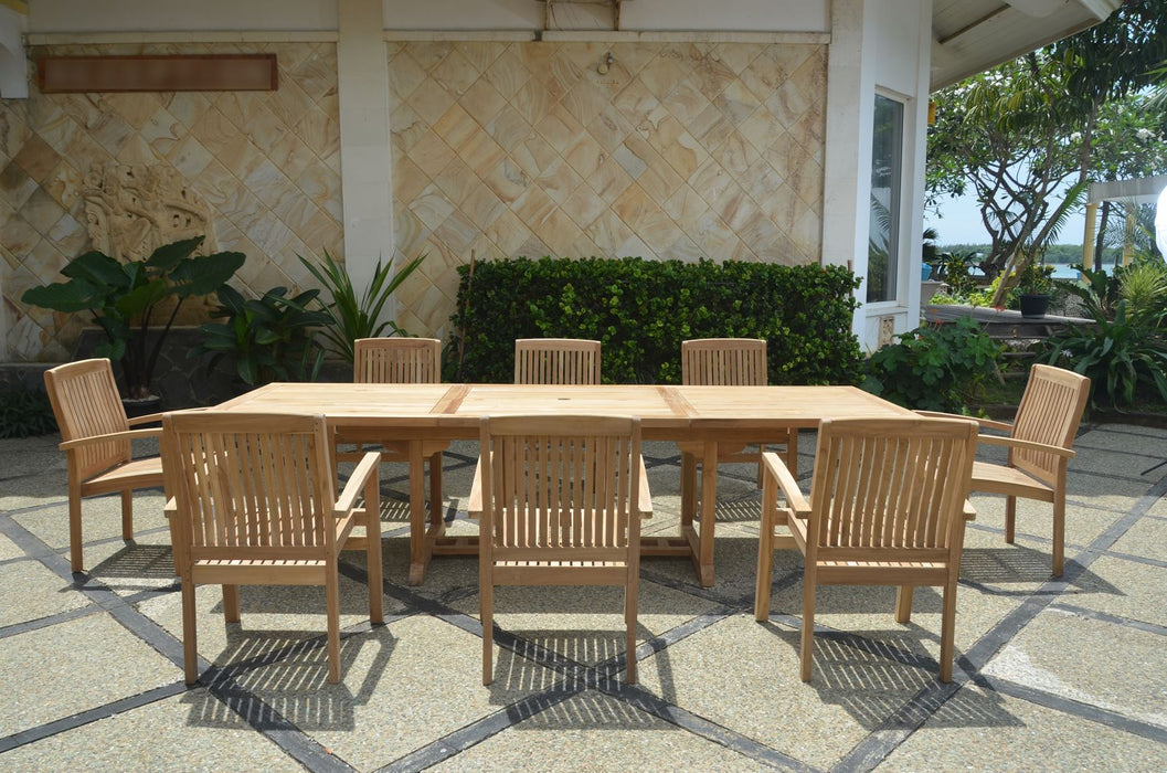 Anderson Teak Bahama Stackable Sahara 9-Pieces Rectangular Dining Set A SET-77