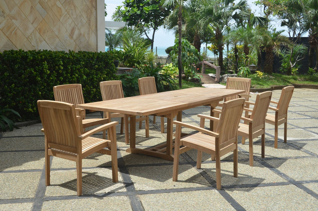 Anderson Teak Bahama Stackable Sahara 9-Pieces Rectangular Dining Set A SET-77