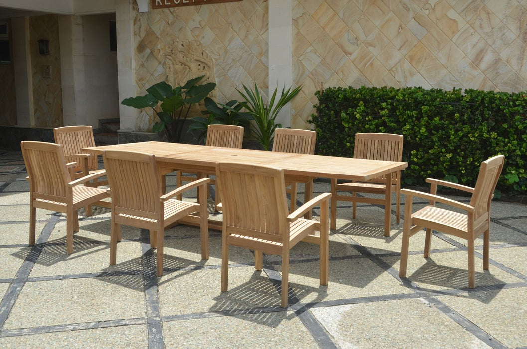 Anderson Teak Bahama Stackable Sahara 9-Pieces Rectangular Dining Set A SET-77