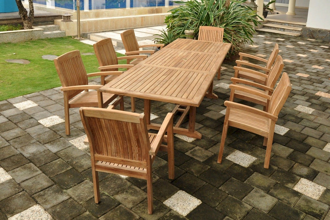 Anderson Teak Bahama Stackable Sahara 9-Pieces Rectangular Dining Set A SET-77