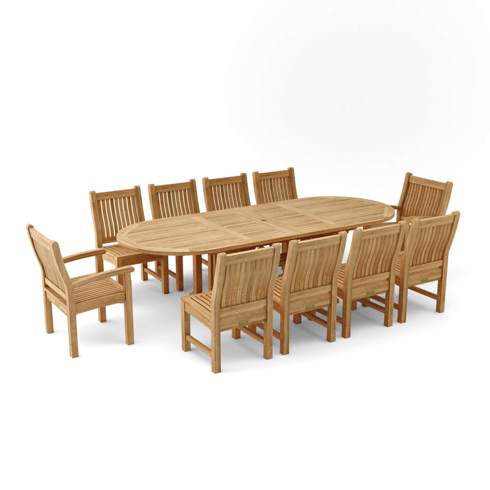 Anderson Teak Sahara Dining Side Chair 11-Pieces Oval Dining Set SET-78