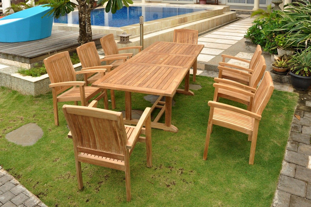 Anderson Teak Bahama Stackable Sahara 9-Pieces Rectangular Dining Set B SET-80