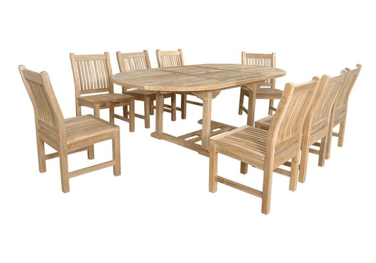 Anderson Teak Bahama Sahara 9-Pieces 87" Oval Dining Set SET-85