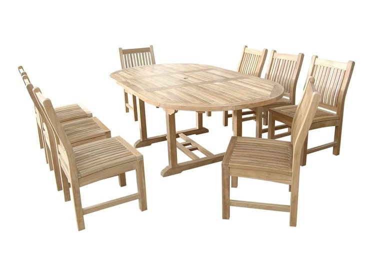 Anderson Teak Bahama Sahara 9-Pieces 87" Oval Dining Set SET-85