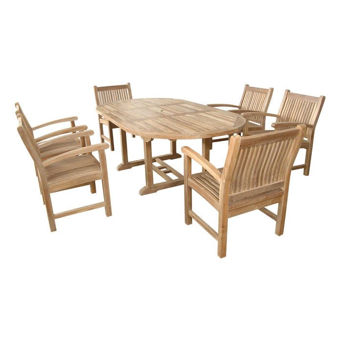 Anderson Teak Bahama Sahara Armchair 7-Pieces 87" Oval Dining Set SET-86