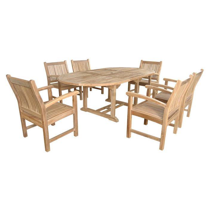 Anderson Teak Bahama Sahara Armchair 7-Pieces 87" Oval Dining Set SET-86